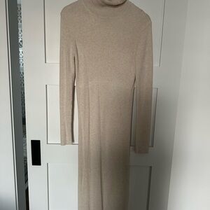 Express Ribbed Knit Turtleneck Long Sleeve Midi Dress Size M